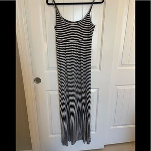 Calvin Klein Black & White Striped Maxi Dress